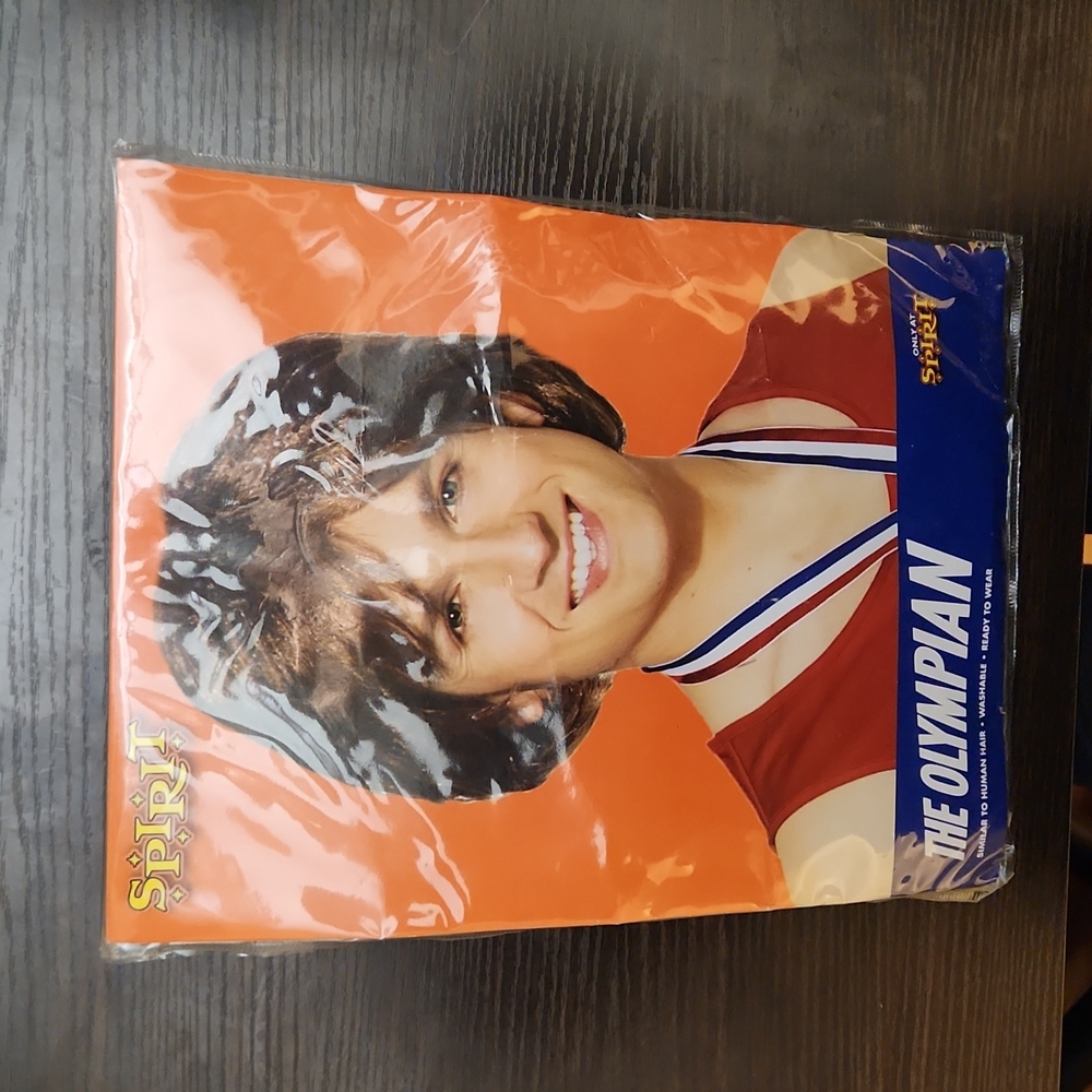 Spirit Halloween The Olympian Bruce Jenner Short Brown Halloween Wig